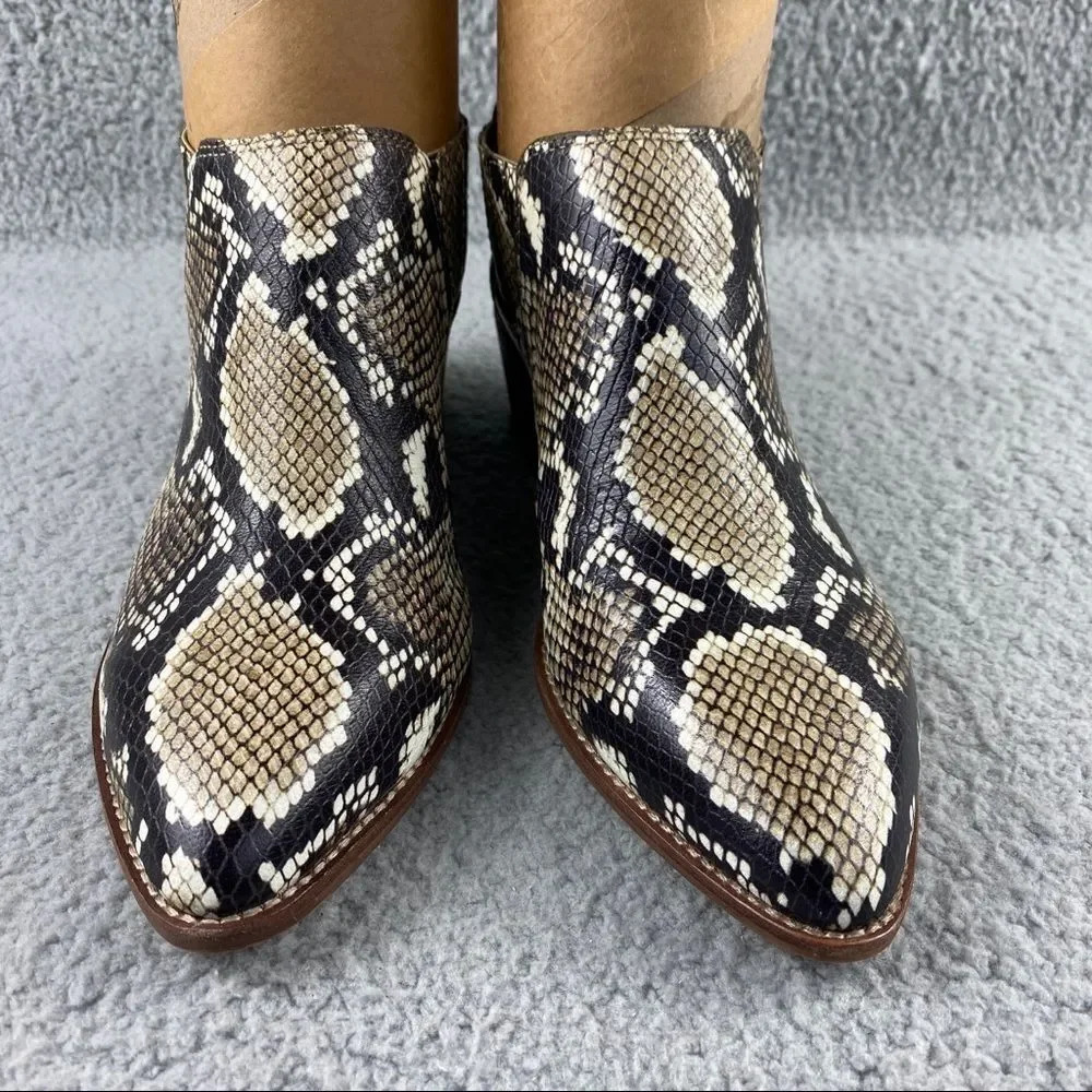 New Madewell Sonia Low Chelsea Bootie Snake Emboss Leather‎ Womens 8 Brown Black - Picture 6 of 16